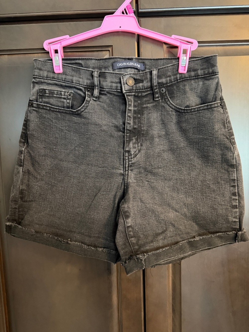Calvin Klein Black Washed Denim High-Rise Women's Shorts